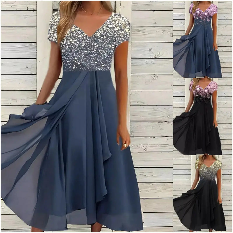 Esmée - Gebloemde Chiffon Midi Jurk Dames