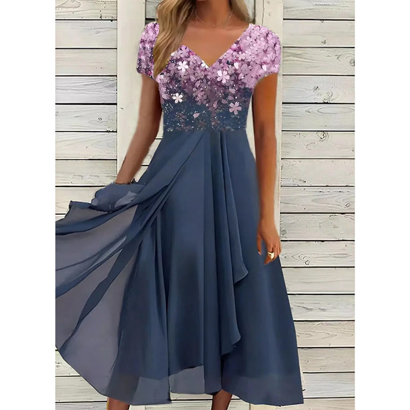 Esmée - Gebloemde Chiffon Midi Jurk Dames