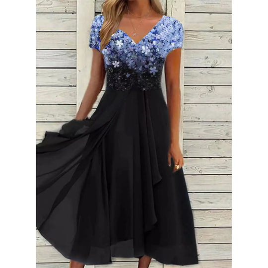 Esmée - Gebloemde Chiffon Midi Jurk Dames