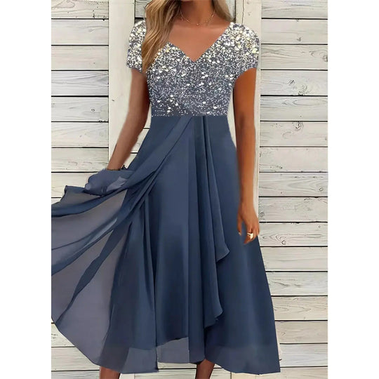 Esmée - Gebloemde Chiffon Midi Jurk Dames