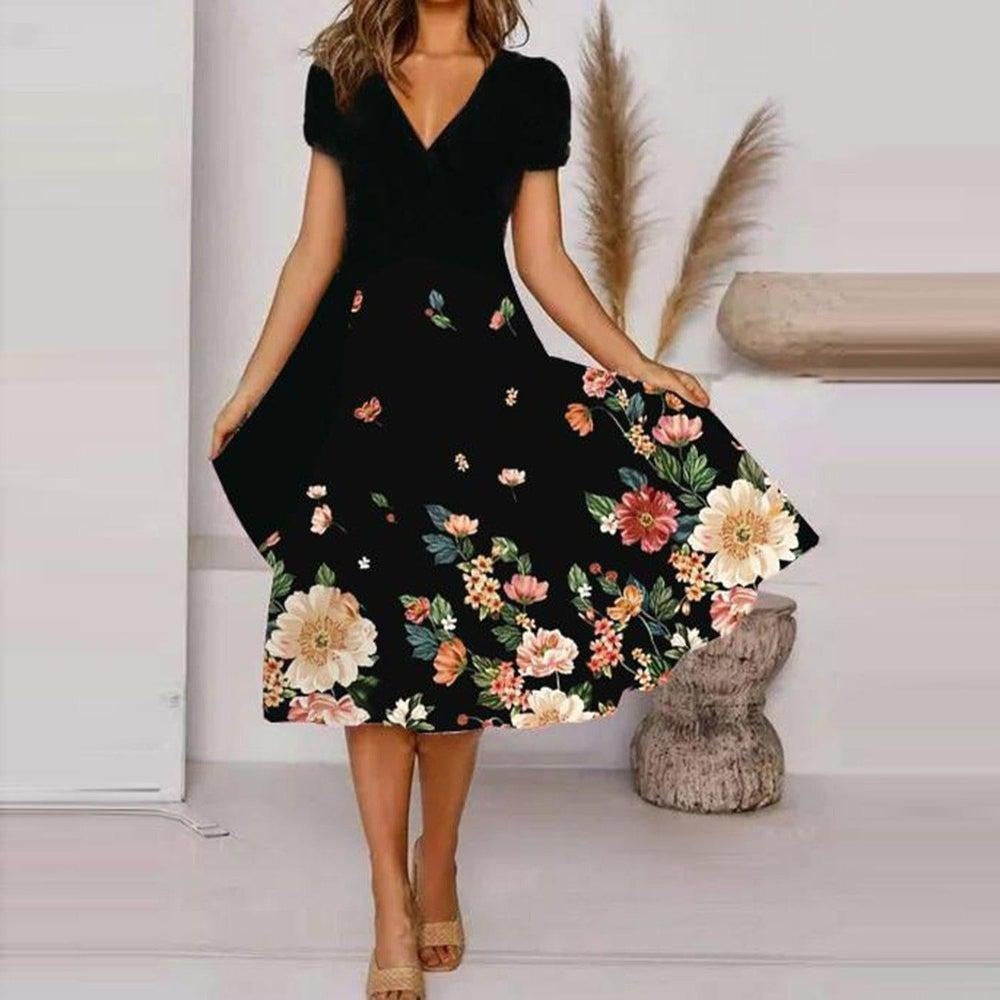 Liesbeth - Kleurrijke Bloemen Midi Jurk