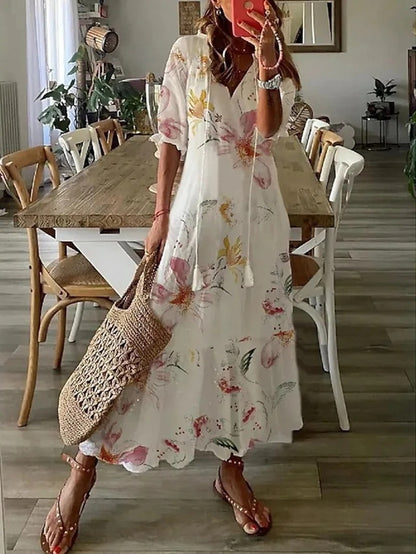 Roos - Zwierige Boho Maxi Jurk Dames