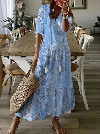 Roos - Zwierige Boho Maxi Jurk Dames