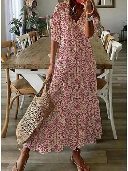Roos - Zwierige Boho Maxi Jurk Dames