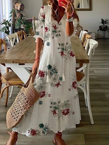 Anouk | Boho Maxi Jurk Dames Met Print