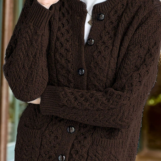 Amanda - Klassiek Kabelgebreid Knopen Vest