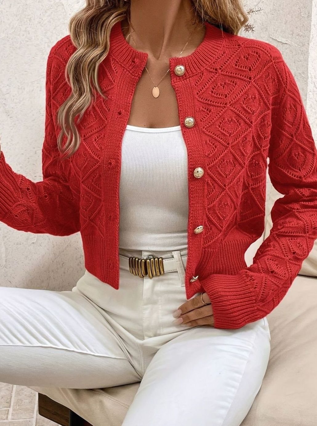 Paula - Elegant Ronde Hals Knopen Vest