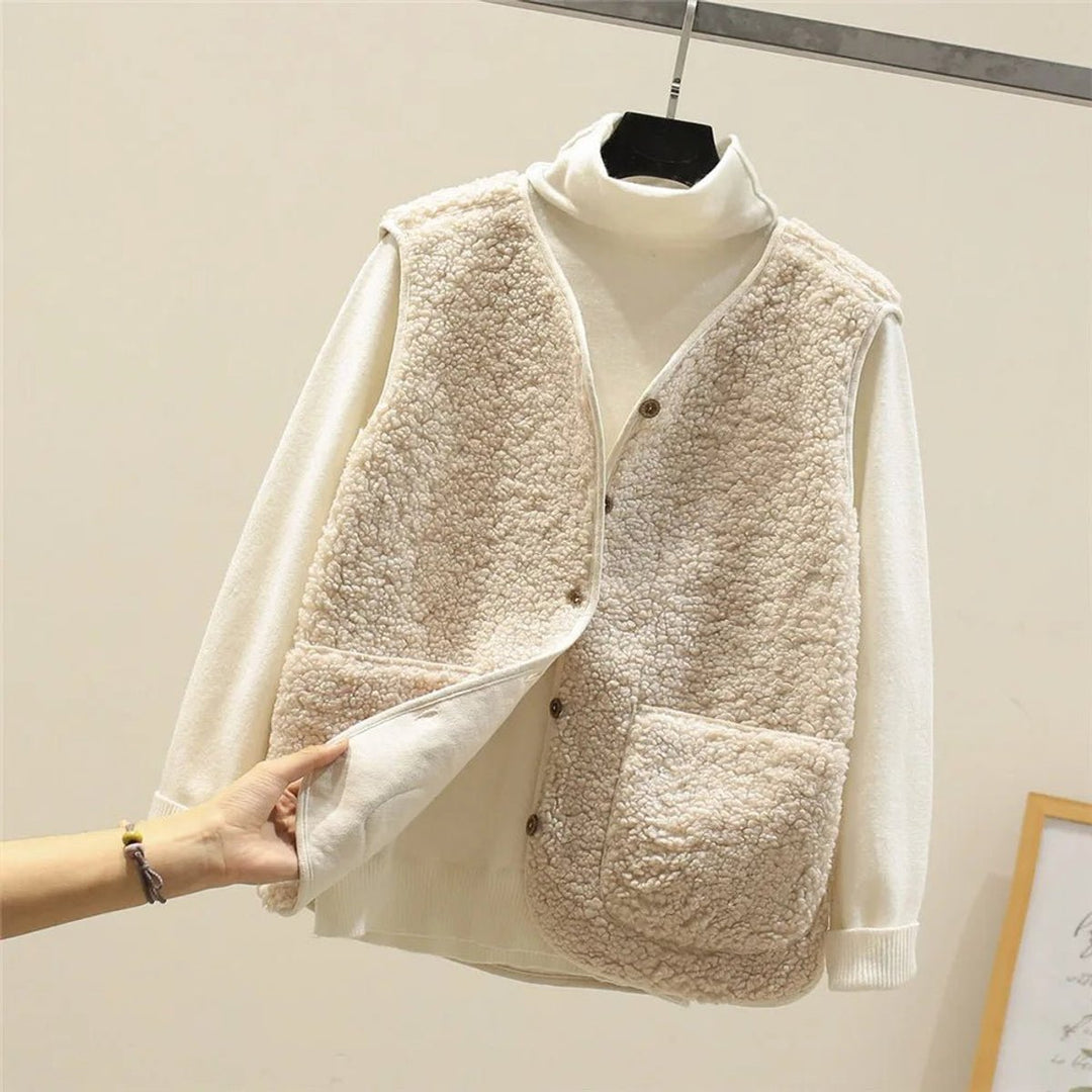 Sophie - Elegant Teddy Knopen Gilet