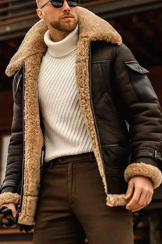 Marcello | Stijlvolle Warme Leren Aviator Jas