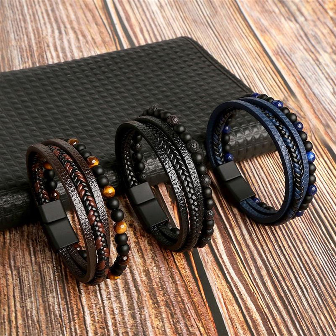 Grandiose Glamour™ - Leren armband set